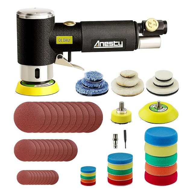 Set di mini-levigatrici pneumatiche Anesty con tre misure di platorello