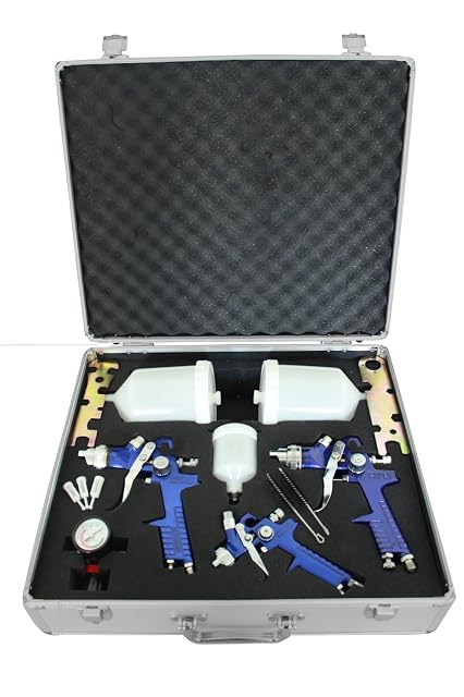 Set di tre pistole a spruzzo HVLP TRUTZHOLM in valigetta di alluminio
