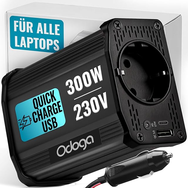 Inverter per auto Odoga da 300 W con USB-C