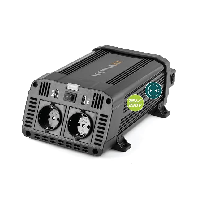 Inverter per auto Technaxx da 1200 W con due prese Schuko
